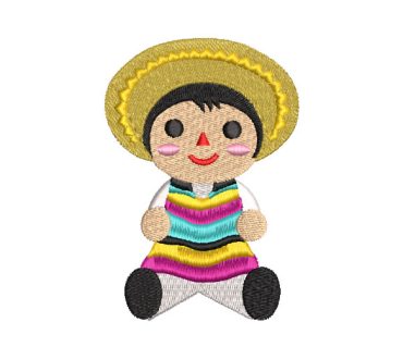 Child Doll with Hat Embroidery Designs