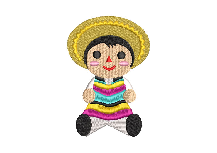 Child Doll with Hat Embroidery Designs