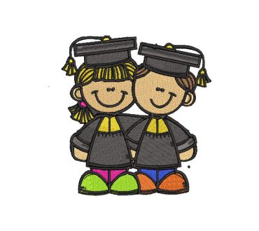Children graduating as a couple Embroidery designs