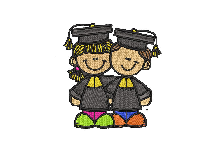Children graduating as a couple Embroidery designs