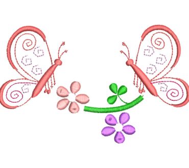 Children's Butterfly with Flowers Embroidery Designs