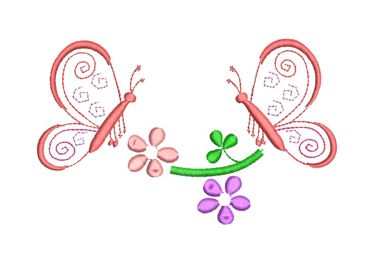 Children's Butterfly with Flowers Embroidery Designs