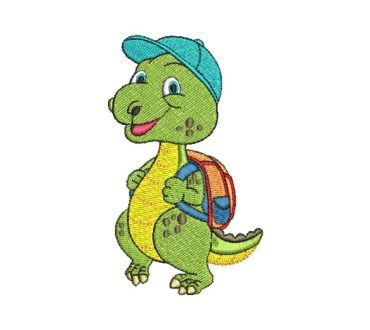 Children's Dinosaur with Backpack Embroidery Designs