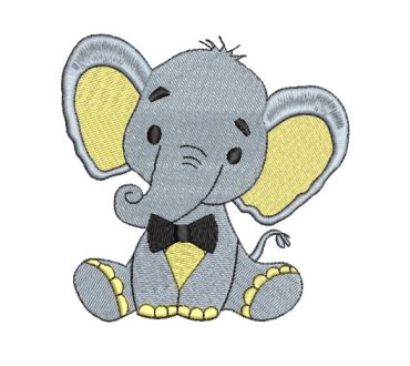 Children's Elephant with Tie Embroidery Designs
