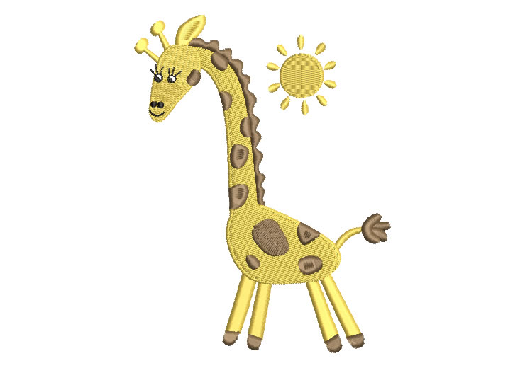 Children's Giraffe with Sun Embroidery Designs