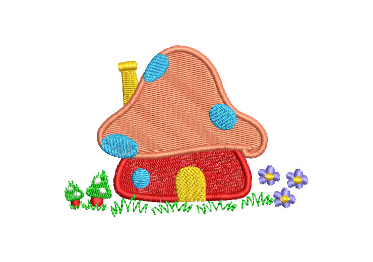 Children's House with Plant Embroidery Designs