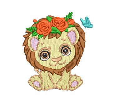 Children's Lion with Pink Embroidery Designs