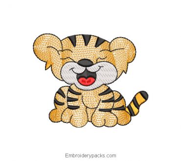 Children's tiger design for machine embroidery