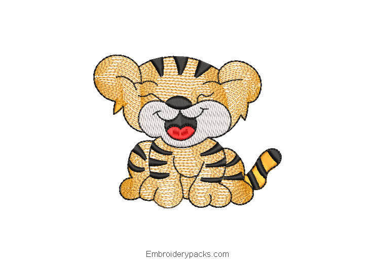Children's tiger design for machine embroidery