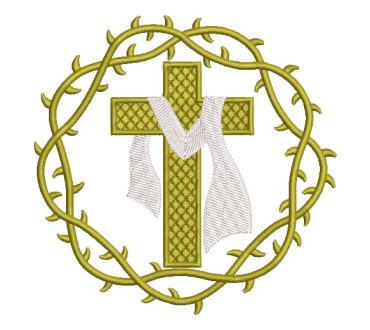 Christian Cross with Tablecloth and Crown of Thorns Embroidery Designs