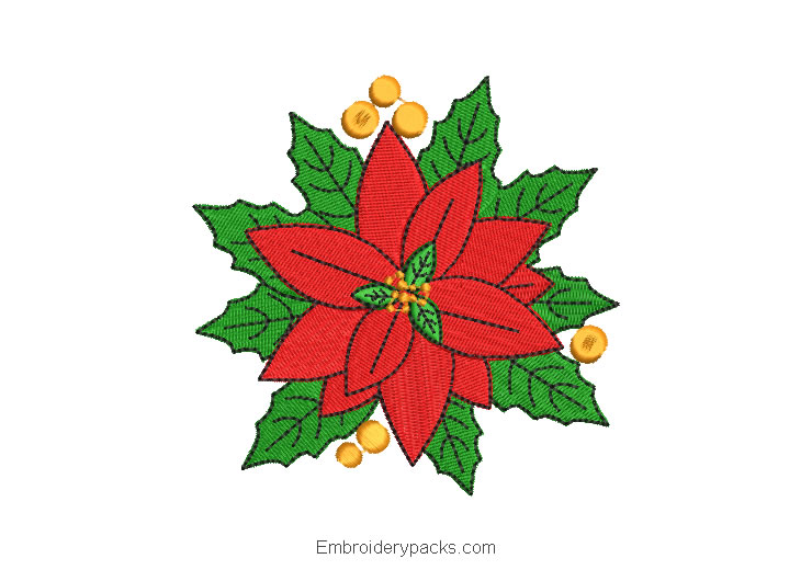 Christmas Eve Flowers Embroidered Design