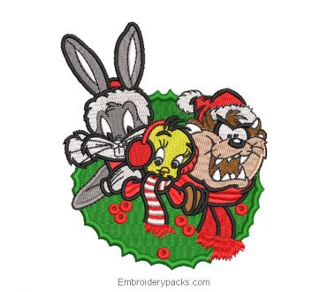 Christmas Looney Tunes Embroidered Design