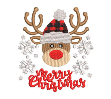 Christmas Reindeer with Merry Christmas Letter Embroidery Designs