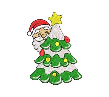 Christmas Tree with Santa Claus Embroidery Designs