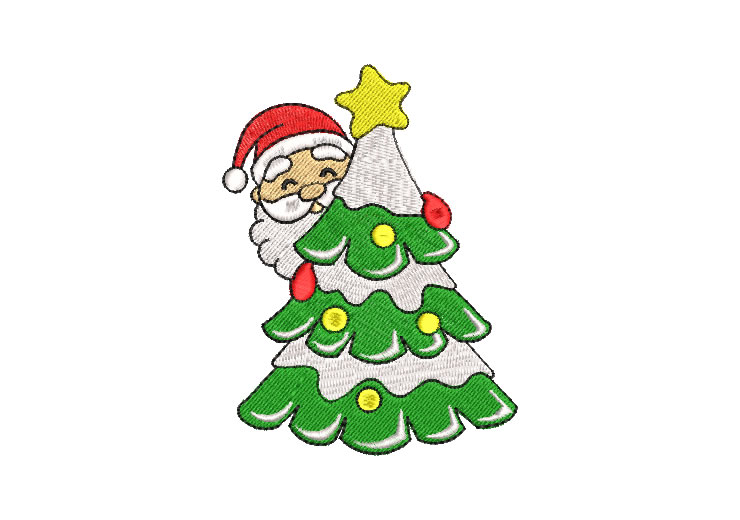 Christmas Tree with Santa Claus Embroidery Designs