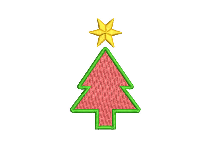Christmas Tree with Star Embroidery Designs