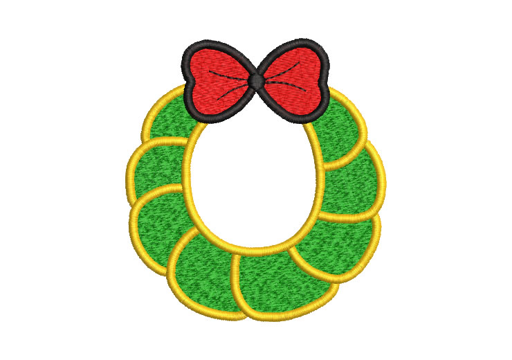 Christmas Wreath with Bow Embroidery Designs