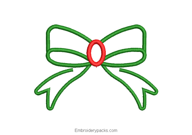 Christmas bow embroidery design for machine embroidery