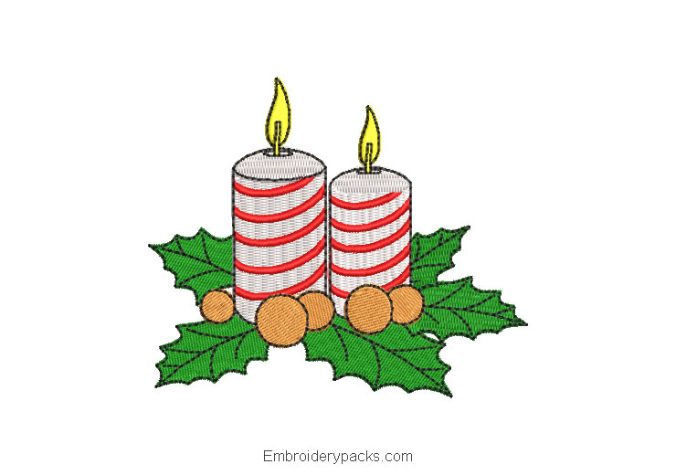 Christmas candle machine embroidery design
