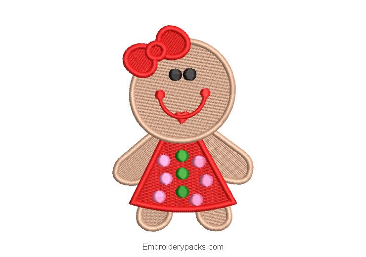 Christmas cookie character embroidery design