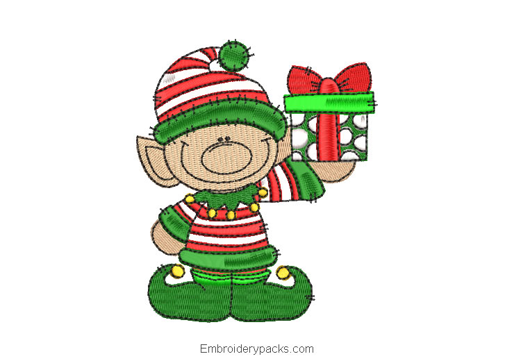 Christmas elf embroidery design