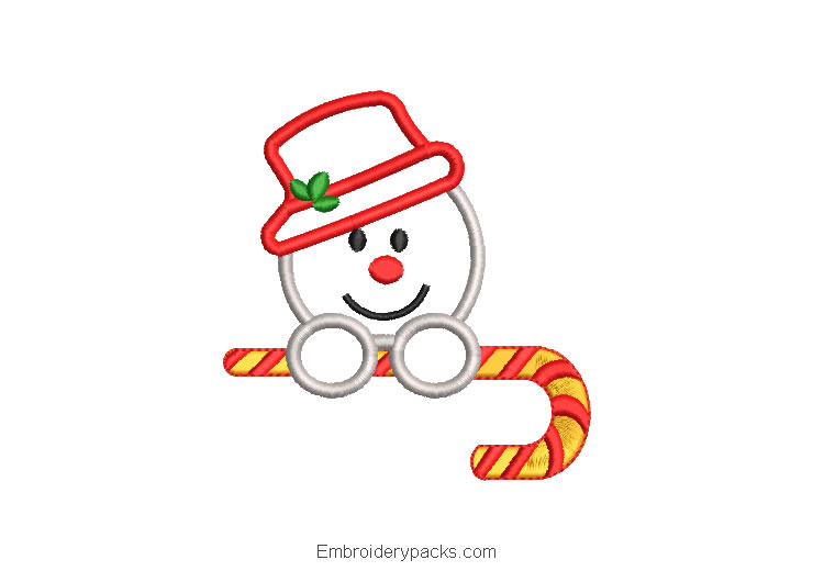 Christmas embroidery snowman with candy