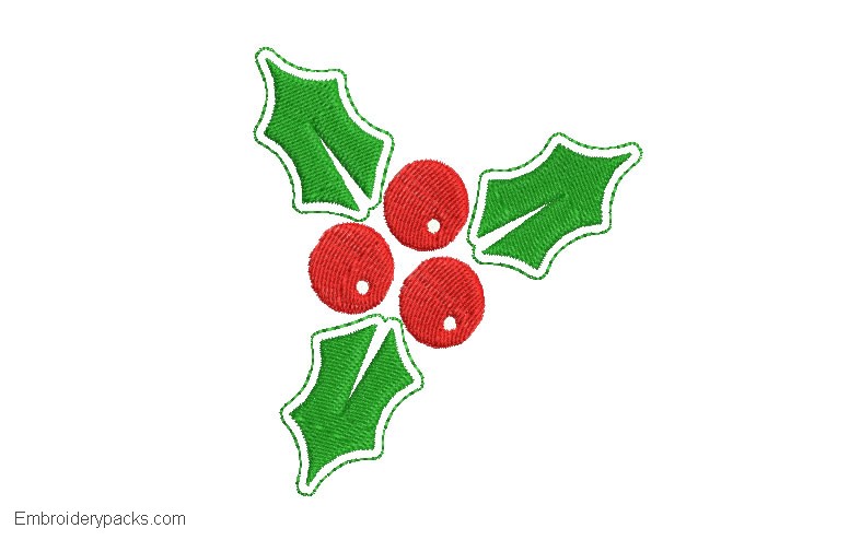 Download Holly Christmas Embroidery - Embroidery Designs Packs