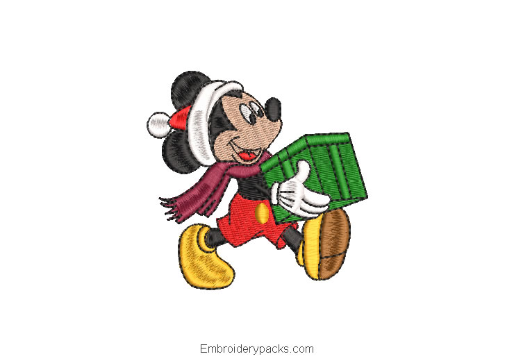 Christmas mickey mouse embroidery design
