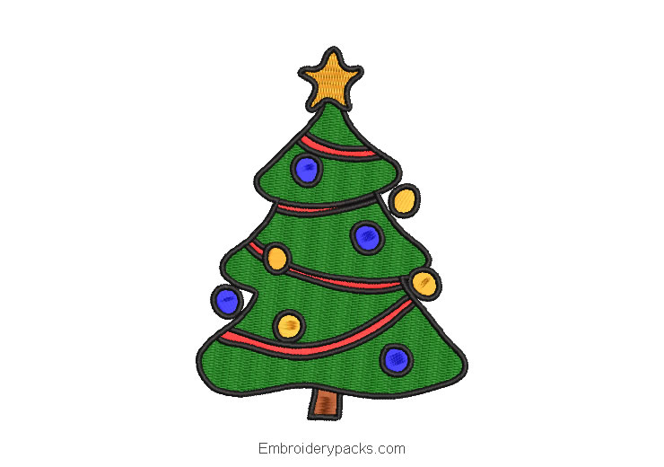 Christmas pine tree embroidery design