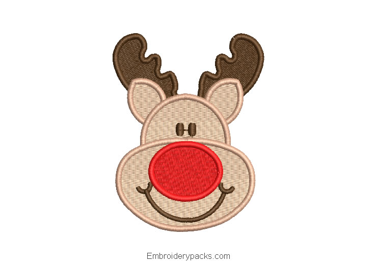 Christmas reindeer face embroidery