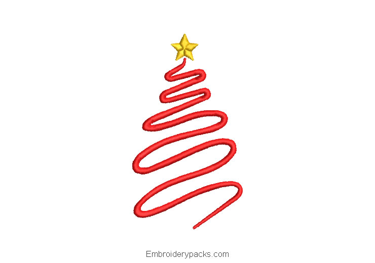 Christmas tree embroidered design outlined with star