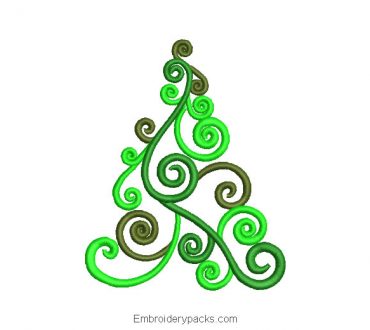 Christmas tree embroidery design with decoration