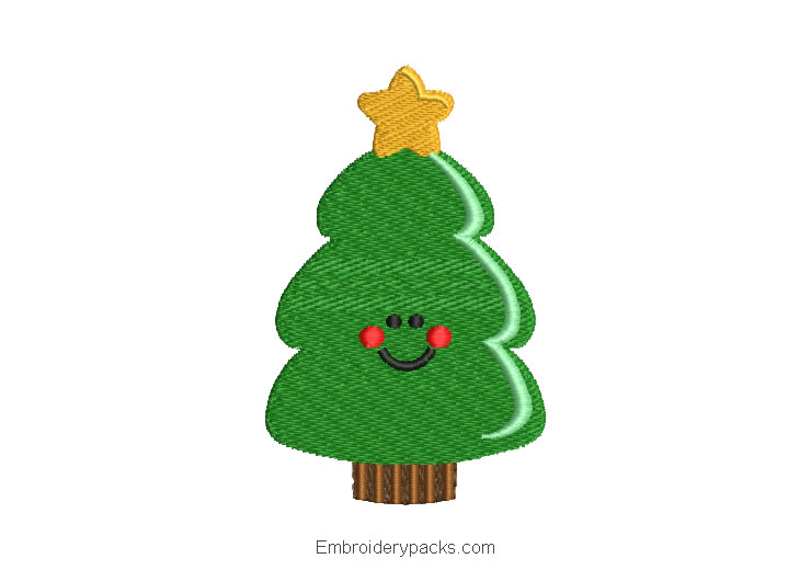 Christmas tree face for machine embroidery