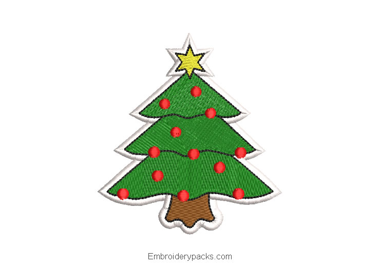 Christmas tree with star embroidered design