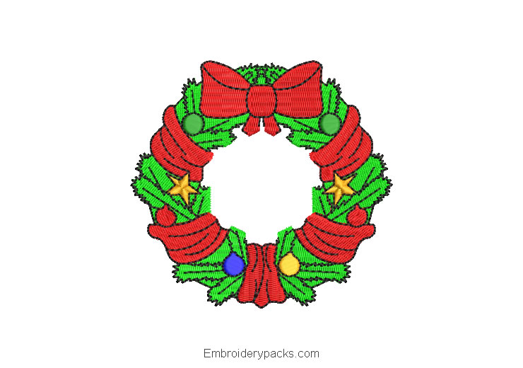 Christmas wreath machine embroidery design