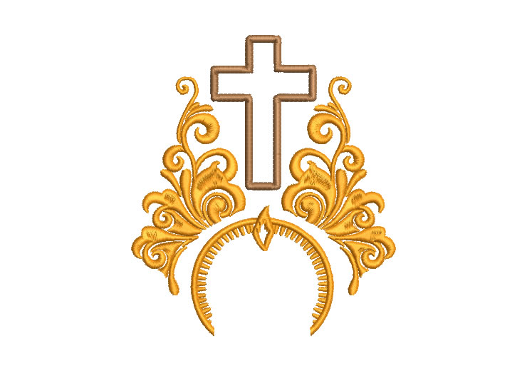Church Cross with Decoration Embroidery Designs