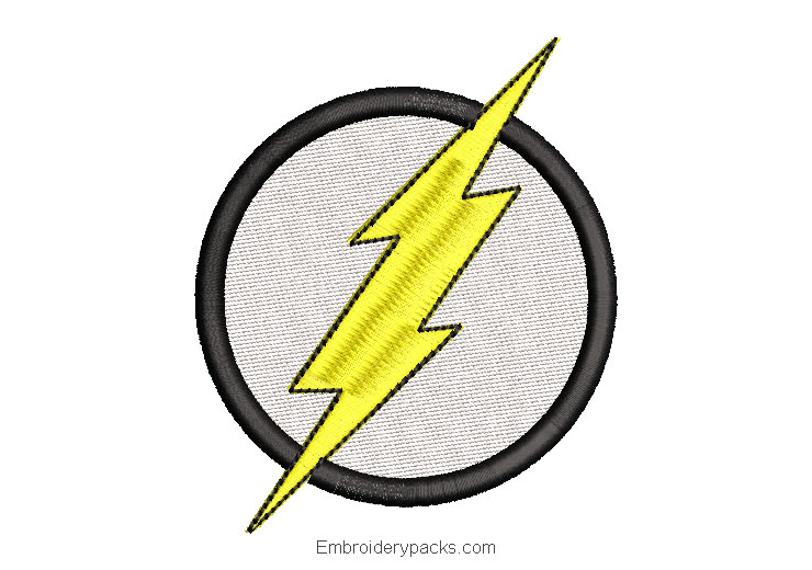 Circle with lightning bolt embroidery design
