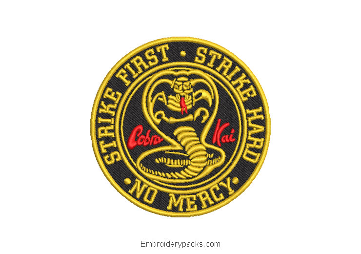 Cobra kai shield embroidery design