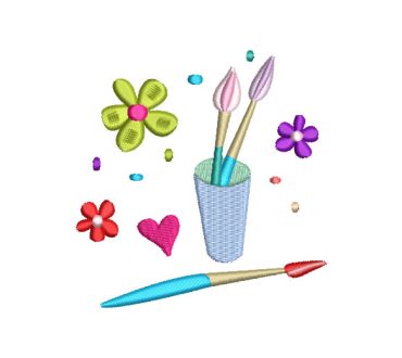 Colored Brushes Embroidery Designs