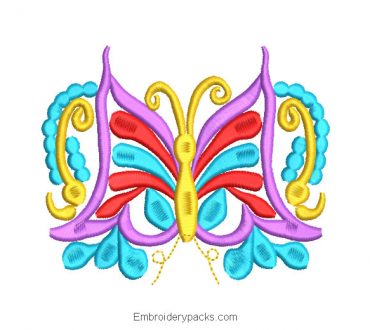 Colorful Butterfly Embroidered Design