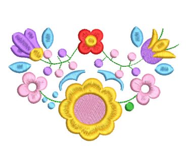 Colorful Flowers with Embroidery Designs Decoration