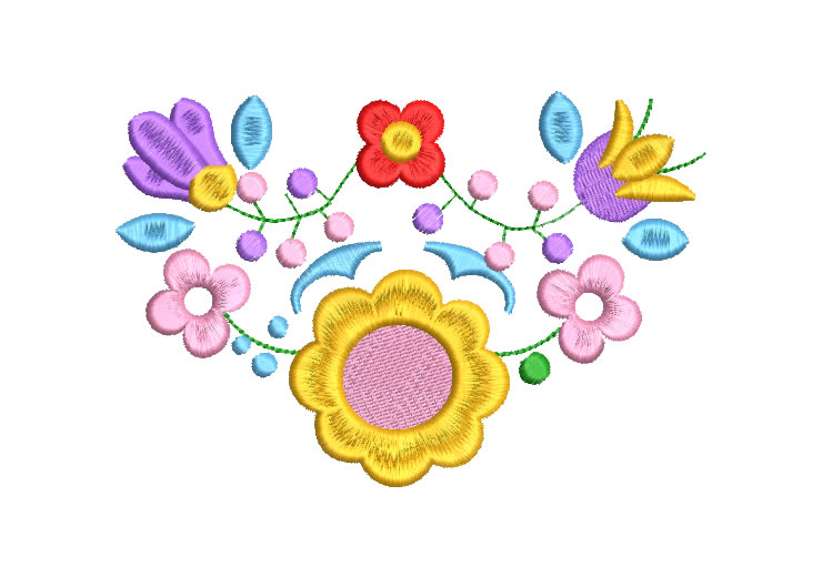 Colorful Flowers with Embroidery Designs Decoration