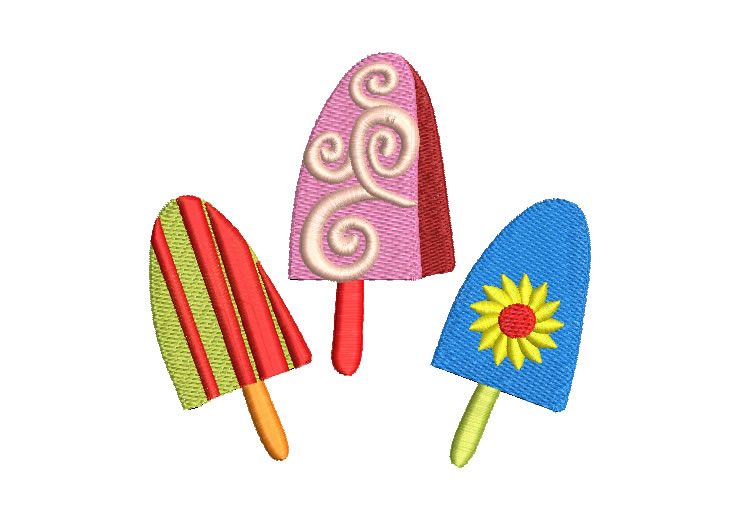 Colorful Ice Cream Embroidery Designs