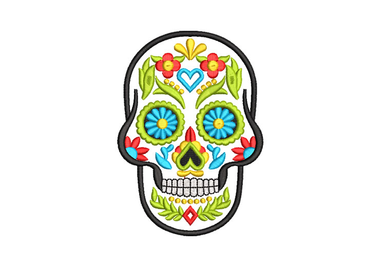 Colorful Mexican Skull Embroidery Designs