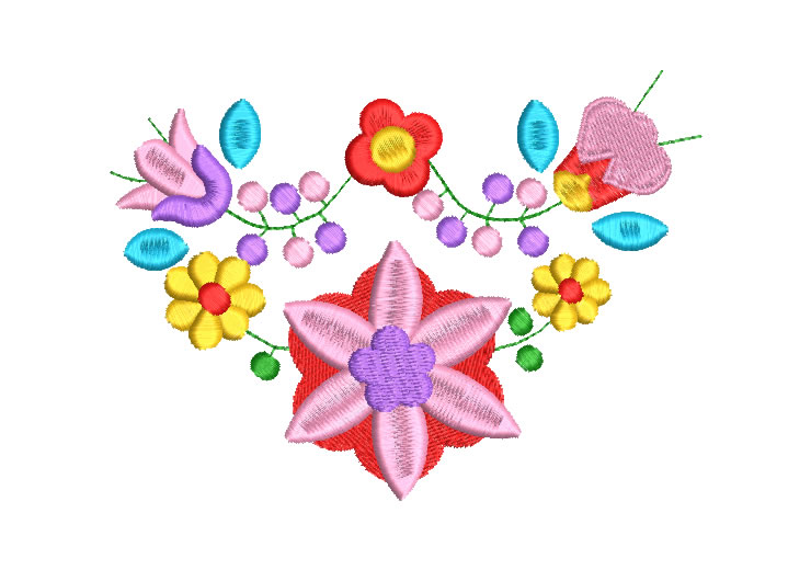 Colorful Spring Flowers Embroidery Designs