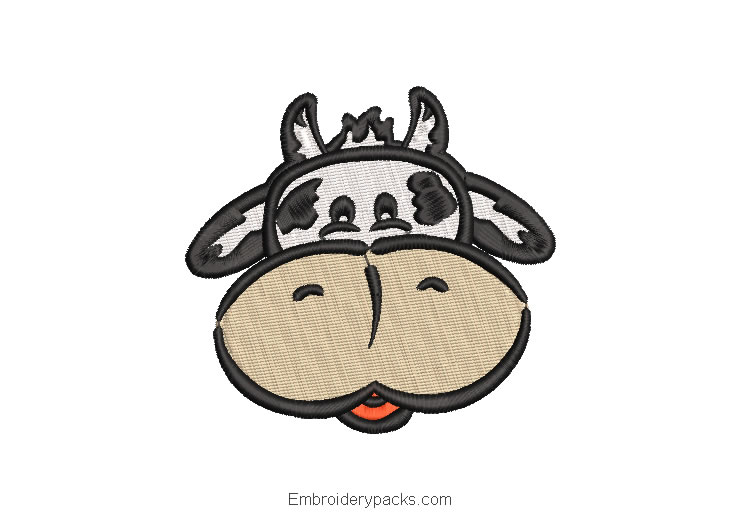 Cow face embroidery design for machine