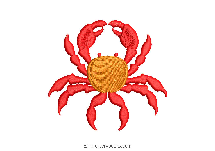 Crab design for machine embroidery