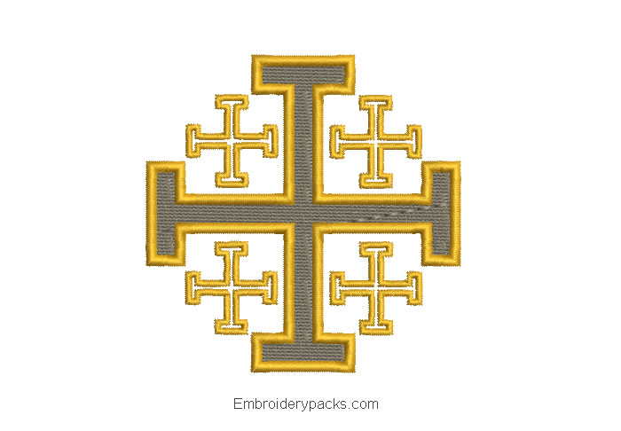 Cross embroidered design of jerusalem