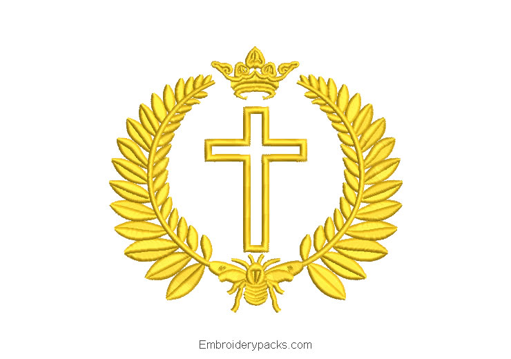 Cross with Crown Embroidery Design