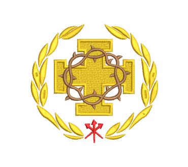 Cross with Crown and Leaves Embroidery Designs